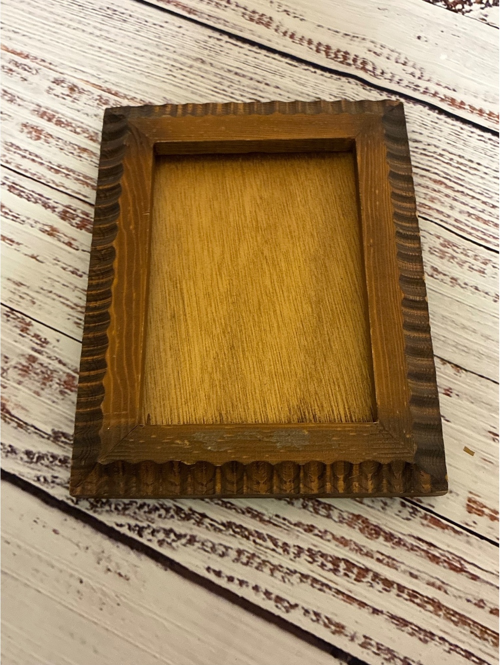 Antique Tramp Art Chip-Carved Wooden Frame (Circa 1880s–1930s)